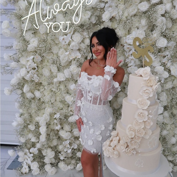 ROSIE ETIENNE inspired custom white floral lace gown Wedding